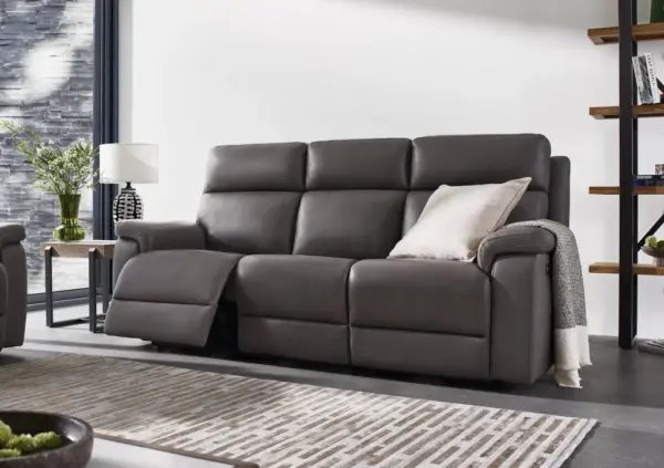 Raven Leather 3 Seater Leather Power Recliner Sofa - Image 2